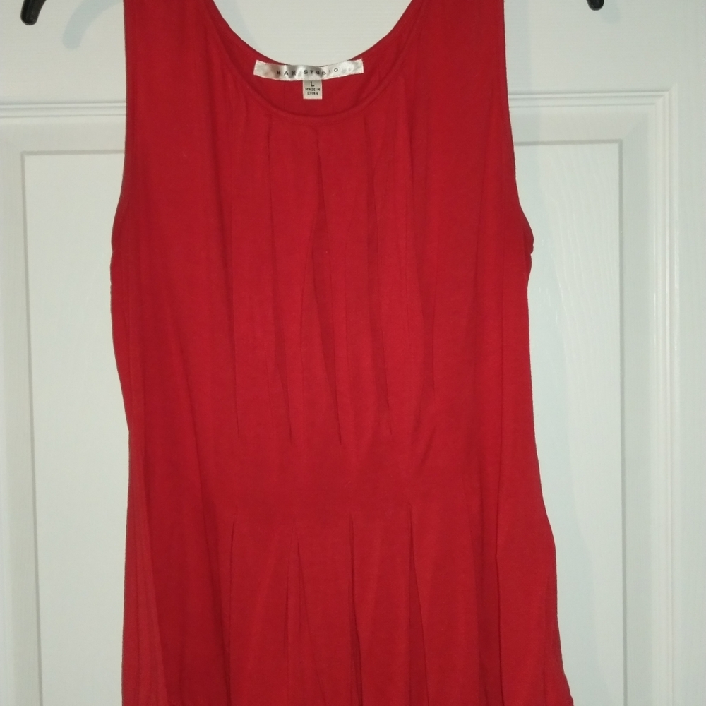 Red pleated tank top
